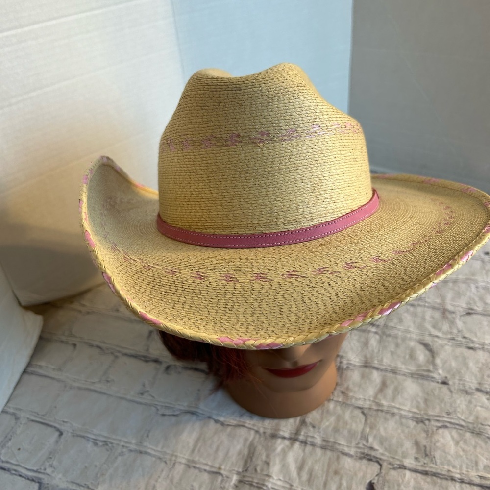 ATWOOD MADE IN MÉXICO WOMEN’S TAN AND PINK COWGIRL STRAW HAT